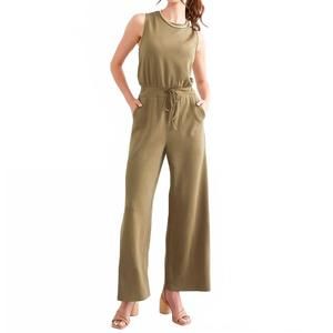 NEW DAVI & DANI plus solid knit jumpsuit in olive